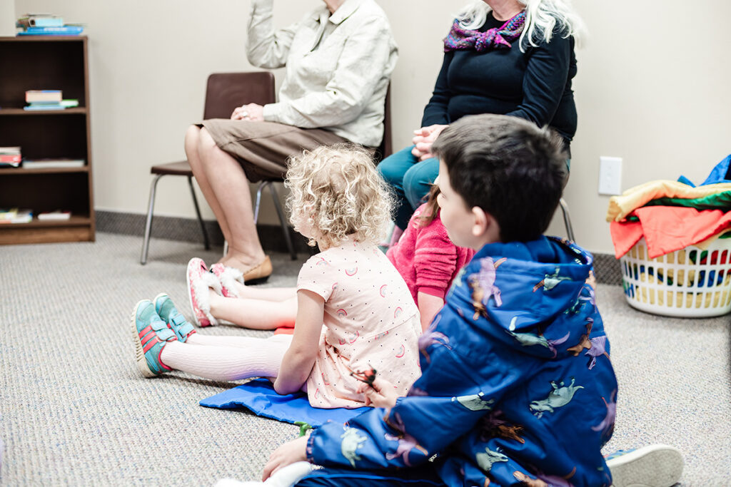 Kids sitting in Sunday school